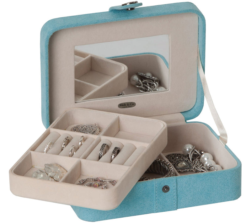 Mele & Co. Giana Plush Fabric Jewelry Box withLift Out Tray — View 10