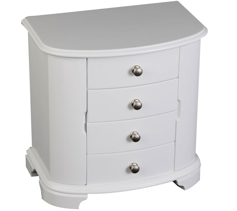 Mele & Co. Kaitlyn Musical Wooden Jewelry Box in White — Main view