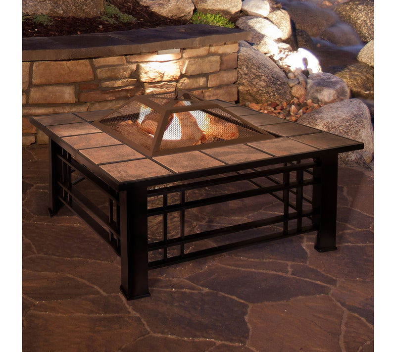 Pure Garden 32" Square Tile Fire Pit — View 5