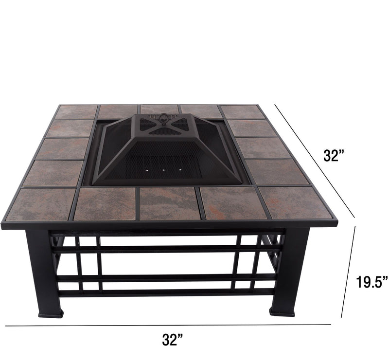Pure Garden 32" Square Tile Fire Pit — View 2