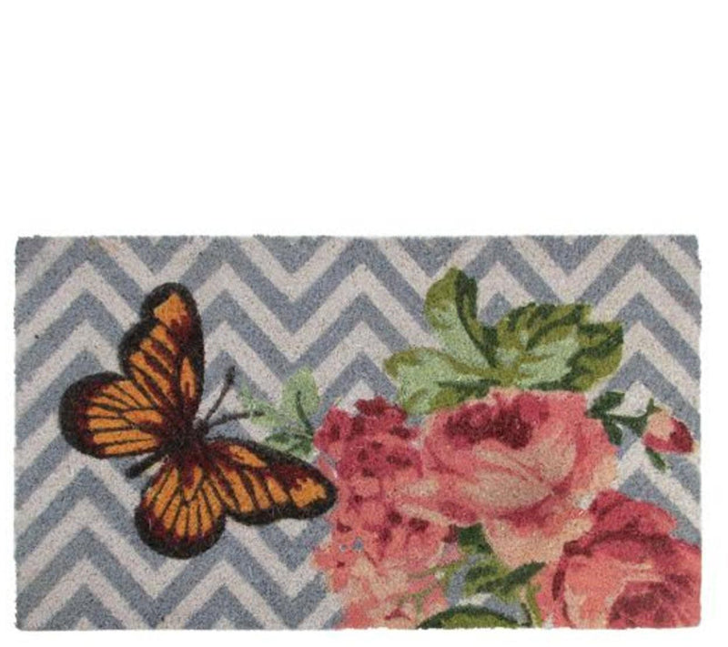 Northlight Multicolor Rose Butterfly Door Mat — Main view