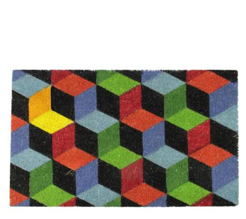 Northlight 29-1/2" x 18" Multicolor Cube Rectangular Door Mat — Main view