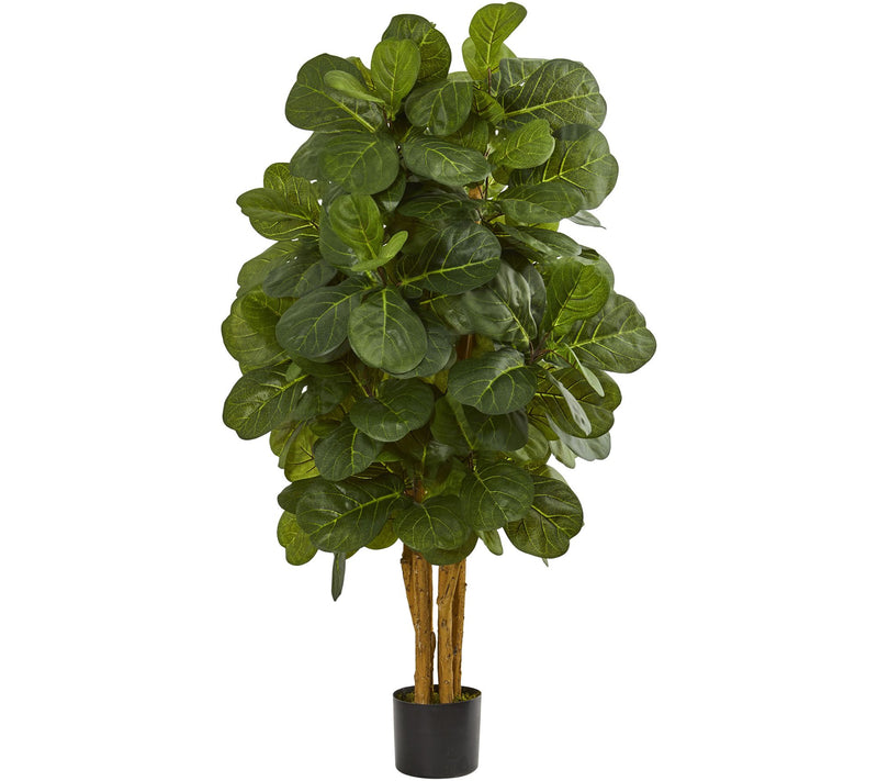 4' Fiddle Leaf Fig Tree in Black Planter by Nearly Natural — Main view