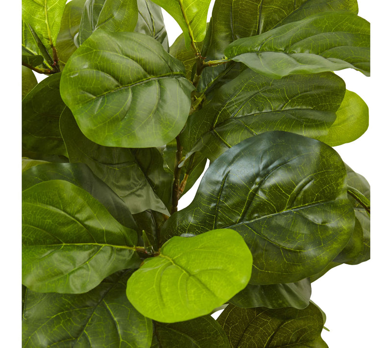 4.5' Fiddle Leaf Fig Tree in White Planter by Nearly Natural — View 2