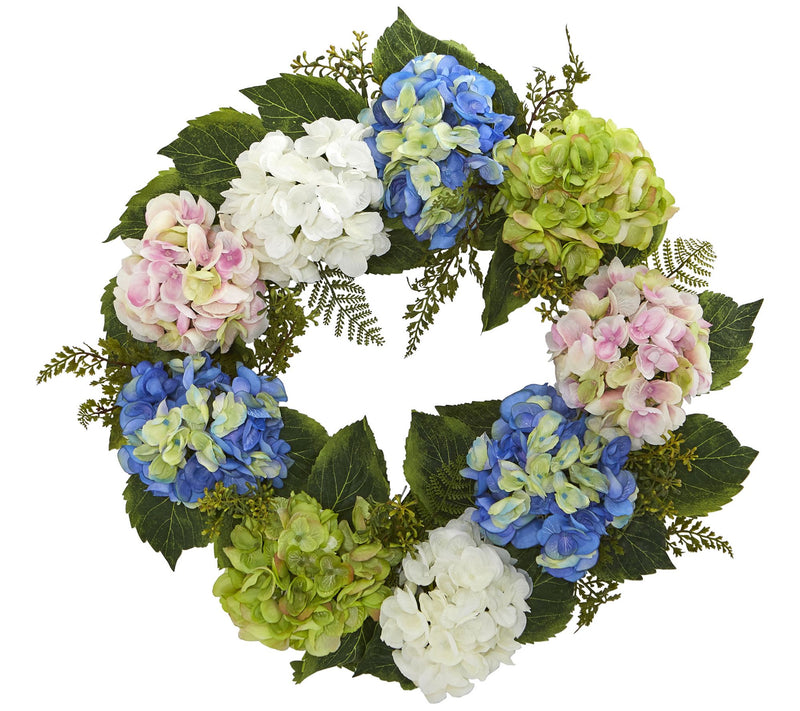 24" Hydrangea Wreath by Nearly Natural — Main view