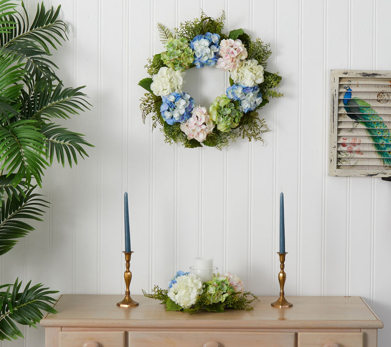 24" Hydrangea Wreath by Nearly Natural — View 2
