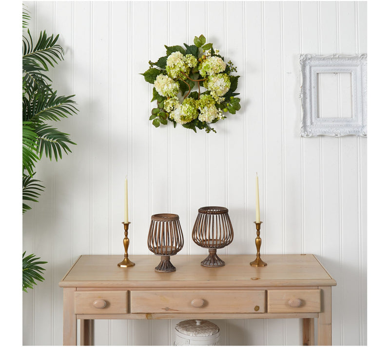22" White Hydrangea Wreath by Nearly Natural — View 3