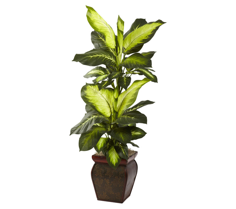 Golden Dieffenbachia w/ Decorative Planter by Nearly Natural — Main view