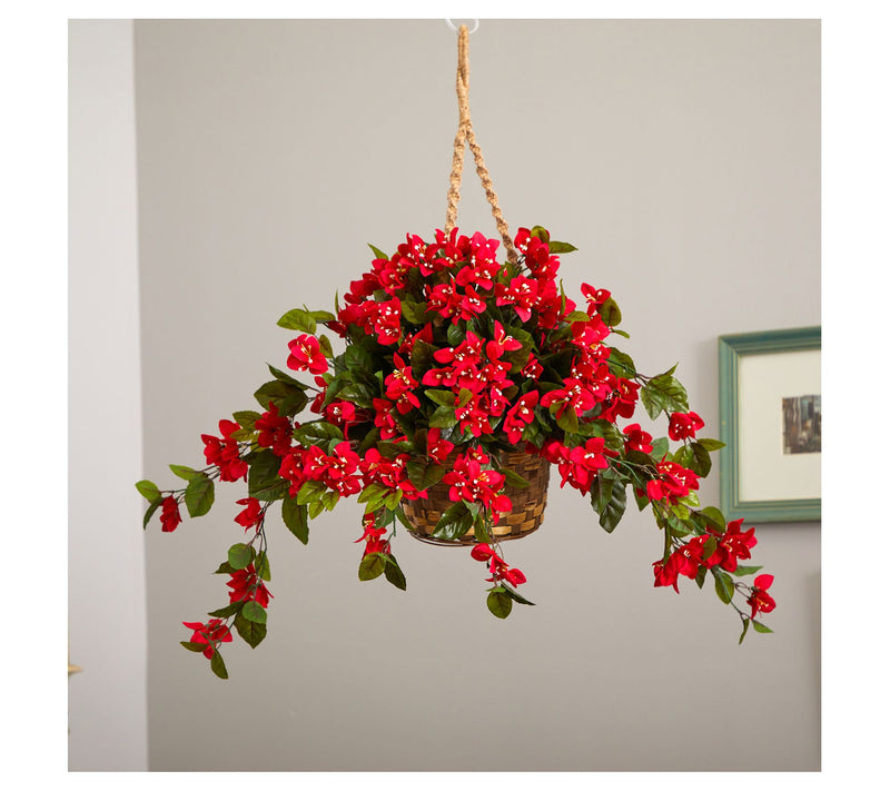 Bougainvillea Hanging Basket by Nearly Natural — View 2