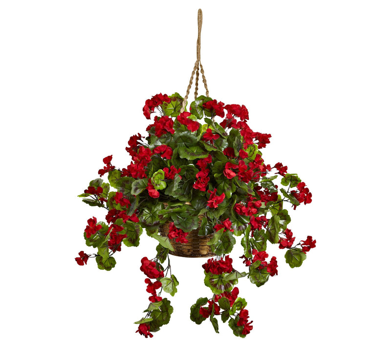 Geranium Hanging Basket by Nearly Natural — Main view