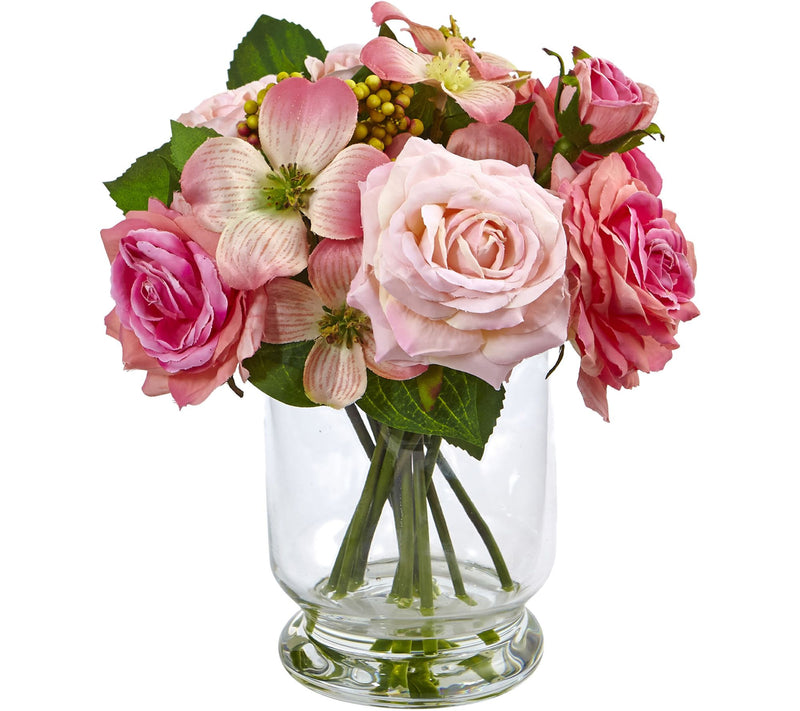 Rose and Berry Arrangement by Nearly Natural — Main view