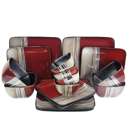 Elama Downtown Loft 16-Piece Double Bowl Dinnerware Set