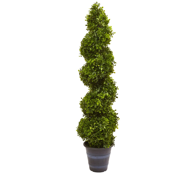4' Boxwood Spiral Topiary Tree in Planter  by Nearly Natural — Main view