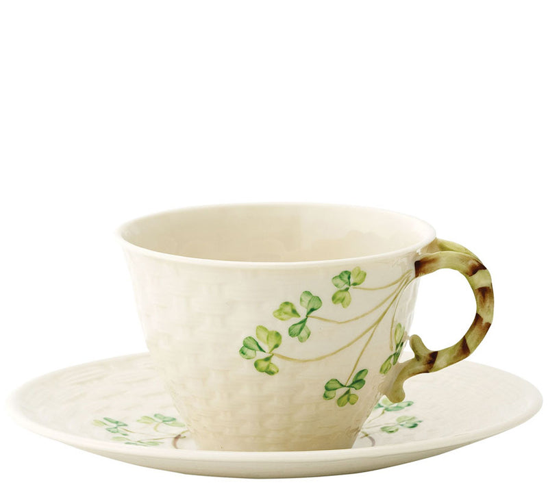 Belleek Shamrock Teacup and Saucer — Main view