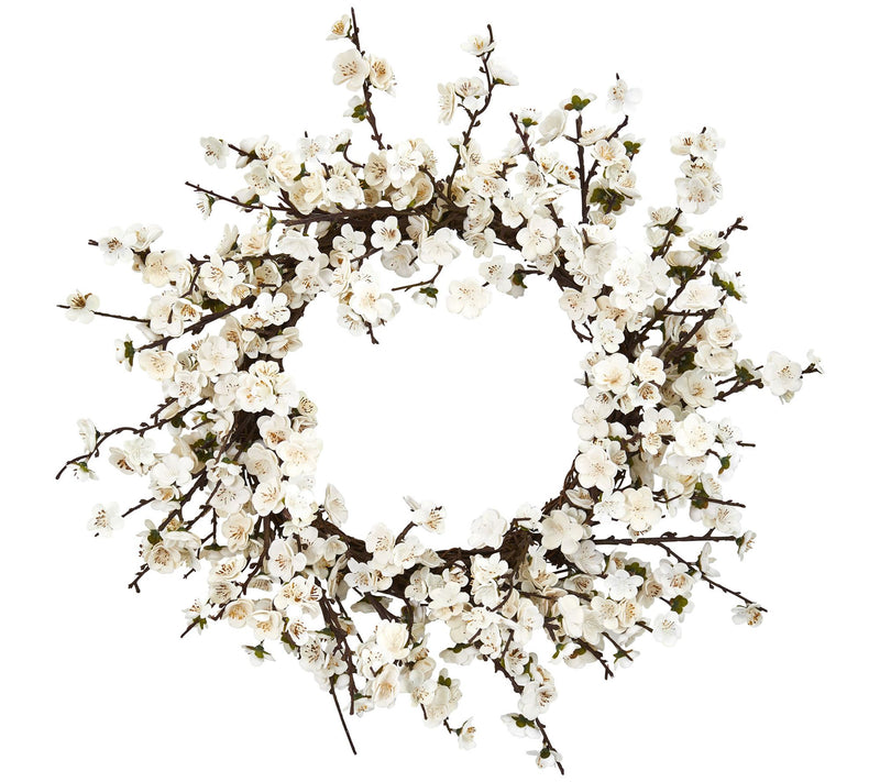 24" Plum Blossom Wreath by Nearly Natural — Main view