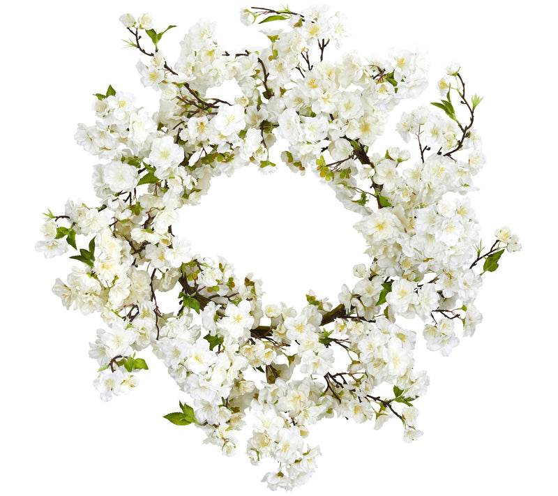 24" Cherry Blossom Wreath by Nearly Natural — Main view