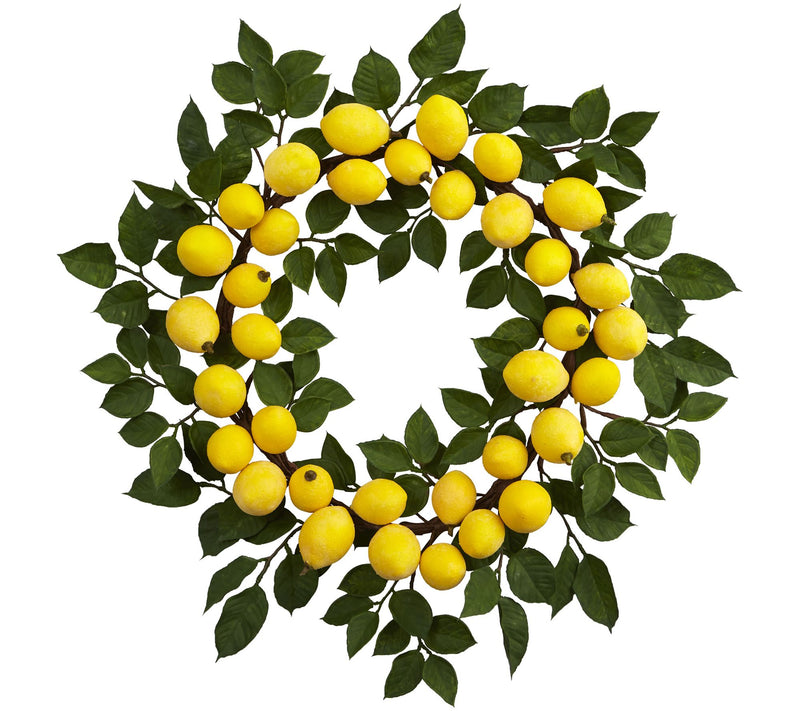 24" Lemon Wreath by Nearly Natural — Main view