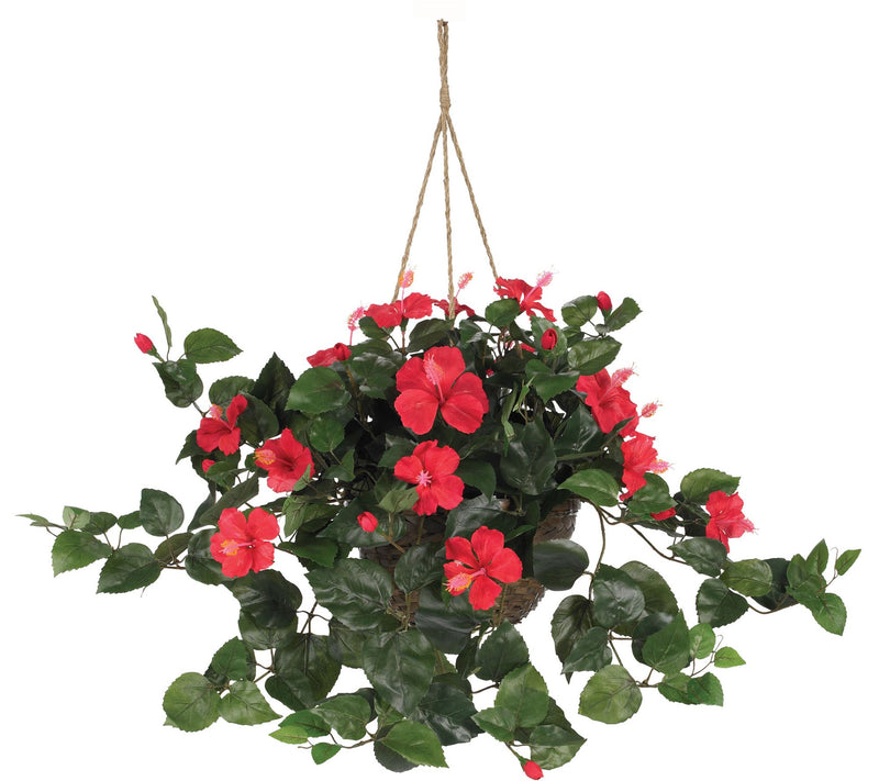 Hibiscus Hanging Basket by Nearly Natural — Main view