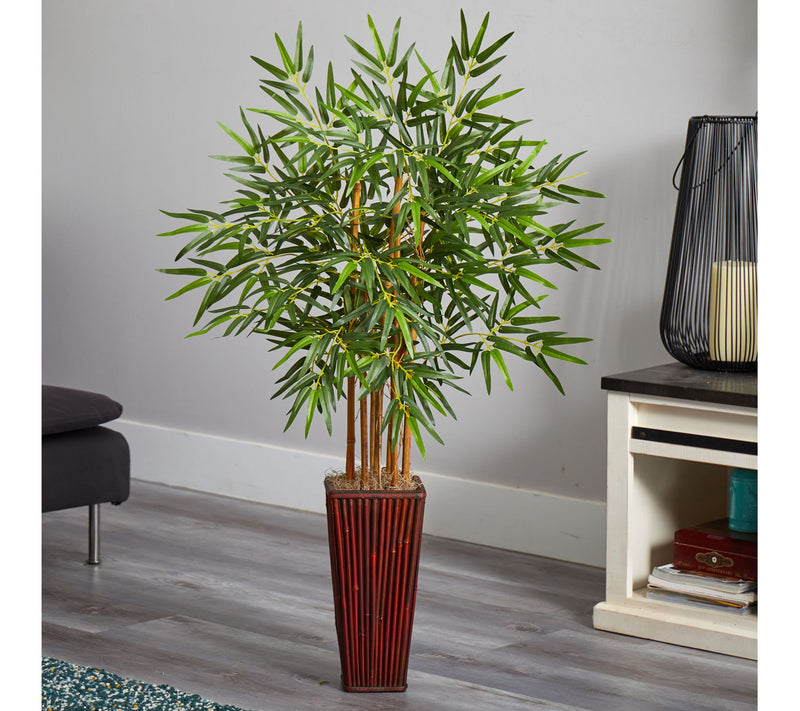 4' Bamboo with Decorative Planter by Nearly Natural — View 2