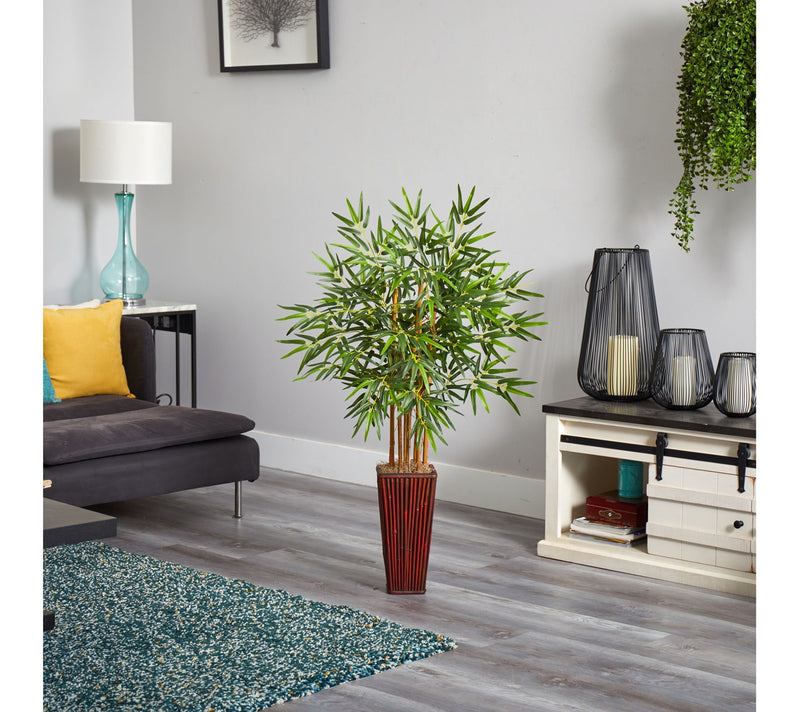 4' Bamboo with Decorative Planter by Nearly Natural — View 3