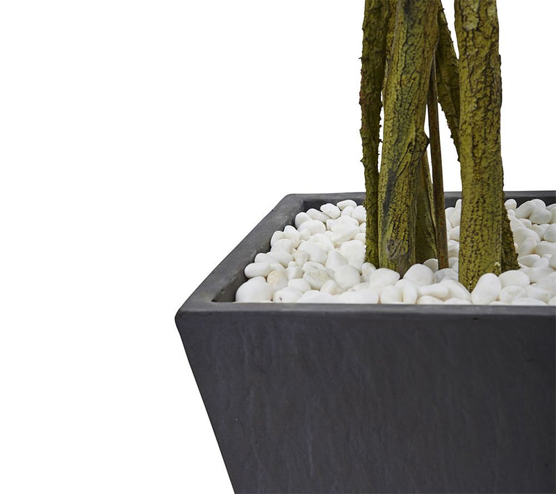 6'6" Ficus Tree with Slate Planter by Nearly Natural — View 3