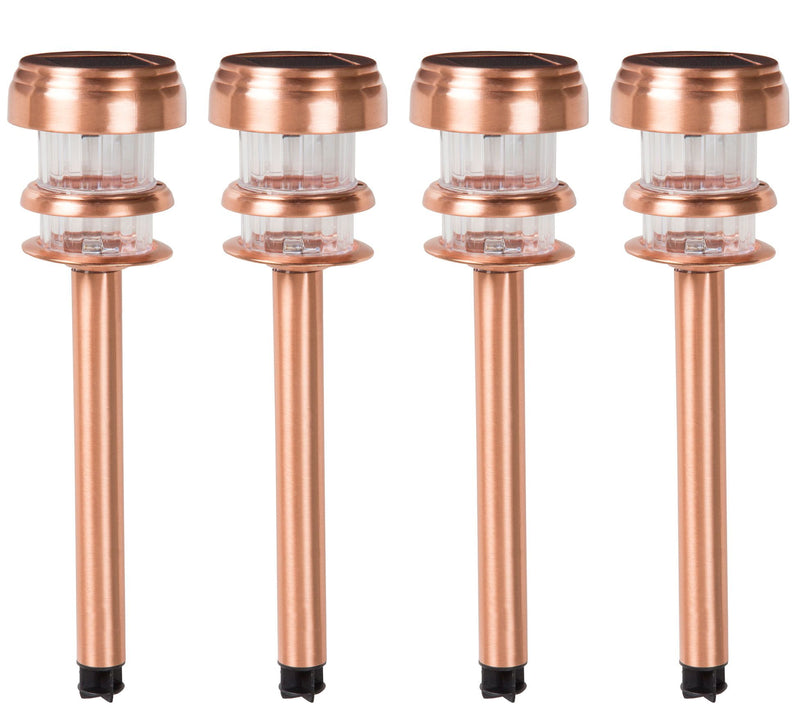 Pure Garden Copper Solar Powered LED Path Lights - Set of 4 — Main view