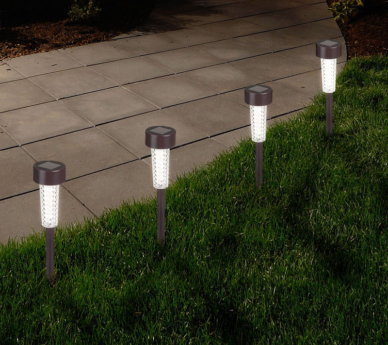 Pure Garden Textured LED Solar Path Lights - Bronze Set of 6 — View 4