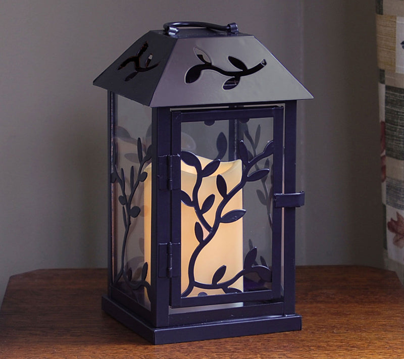 LumaBase Vine Metal Lantern with Removable Flameless Candle — View 4
