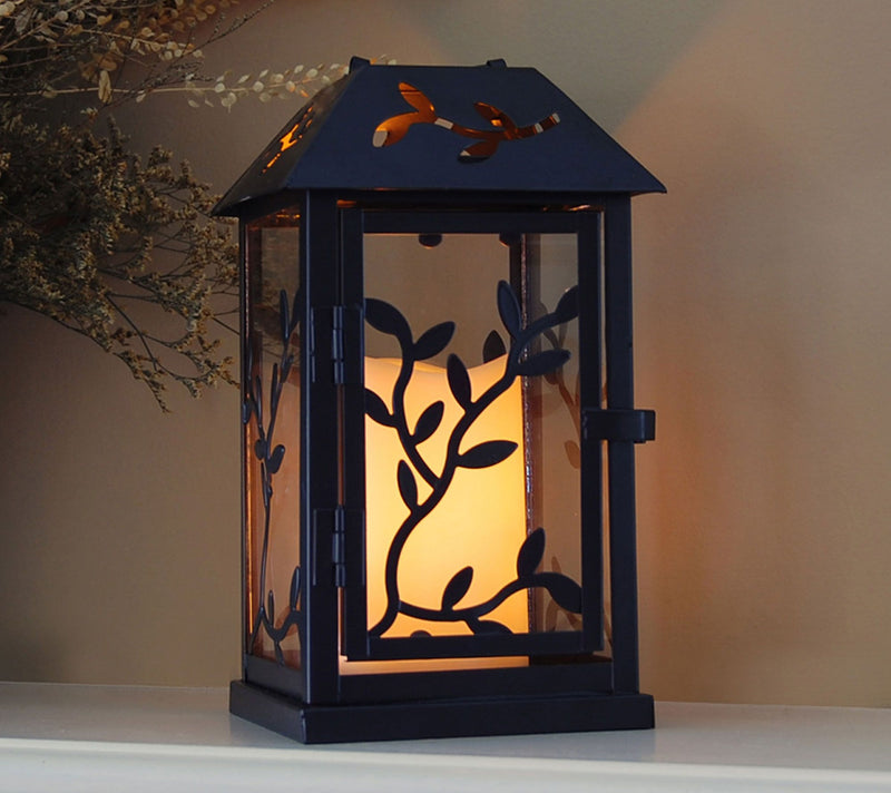 LumaBase Vine Metal Lantern with Removable Flameless Candle — View 2