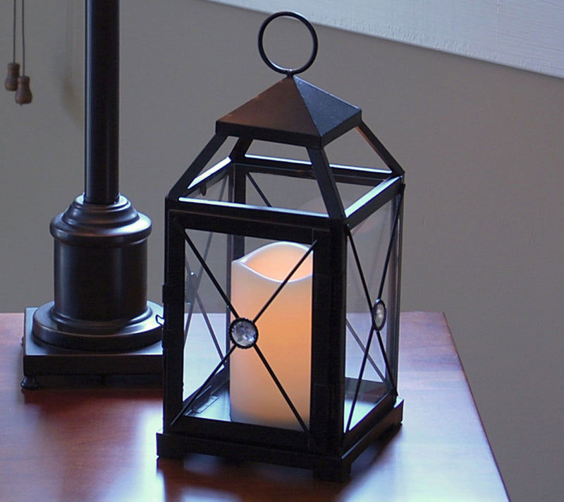 LumaBase Gem Metal Lantern with Removable Flameless Candle — View 2