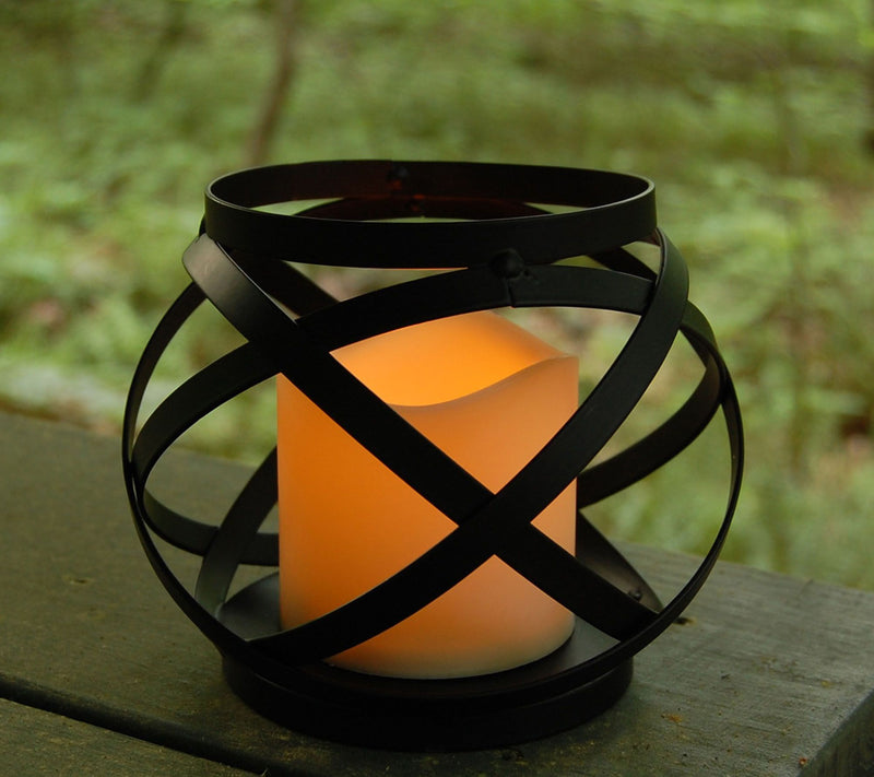 LumaBase Intertwined Metal Lantern with LED Flameless Candle — View 2