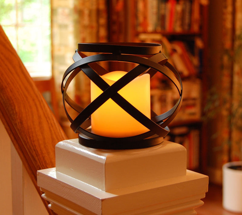 LumaBase Intertwined Metal Lantern with LED Flameless Candle — View 3