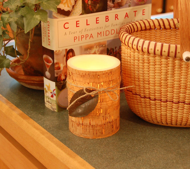 LumaBase Set of 2 Cork Wrapped Flameless Candles — View 2