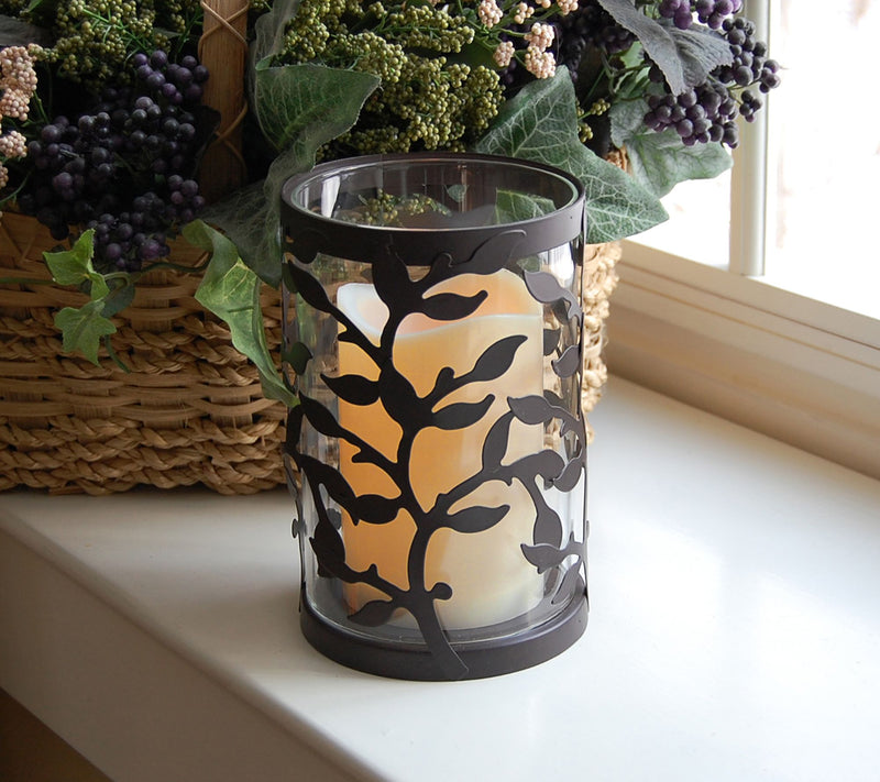 LumaBase 2 Round Vine Metal Lanterns with Flameless Candles — View 2