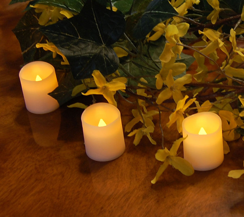 LumaBase 12 Amber Flameless Resin Votive Candles — View 4