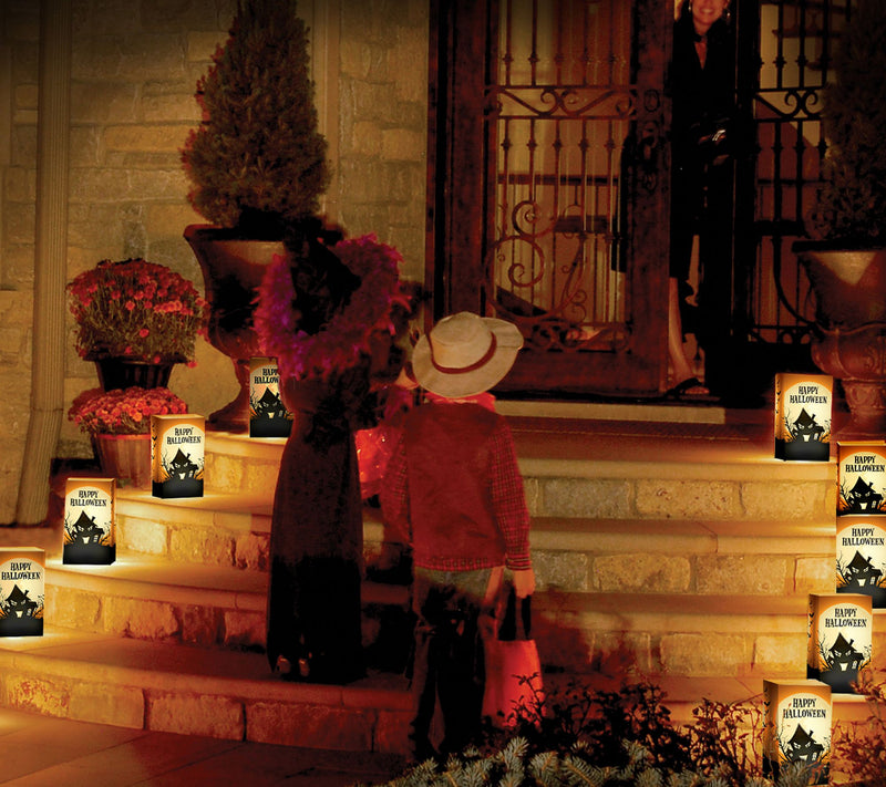 LumaBase Set of 24 Haunted House Luminaria Bags — View 3