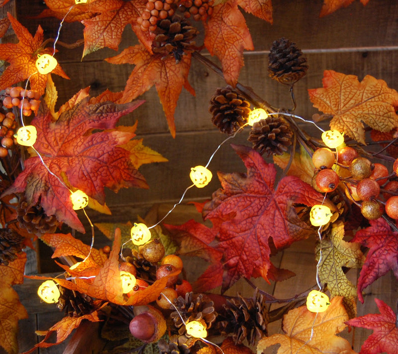 LumaBase Set of 2 Jack-O'-Lantern Mini LED String Lights — View 4