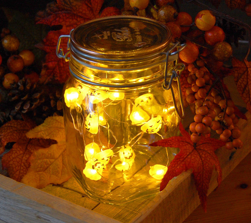 LumaBase Set of 2 Jack-O'-Lantern Mini LED String Lights — View 5