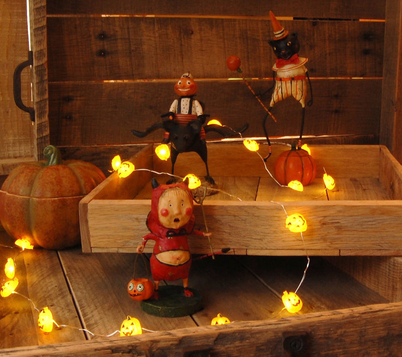 LumaBase Set of 2 Jack-O'-Lantern Mini LED String Lights — View 3