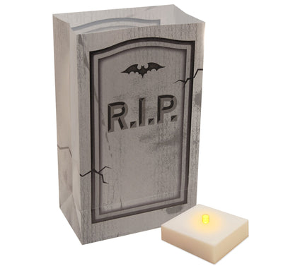 LumaBase Set of 6 Tombstone LED Luminarias withTimer