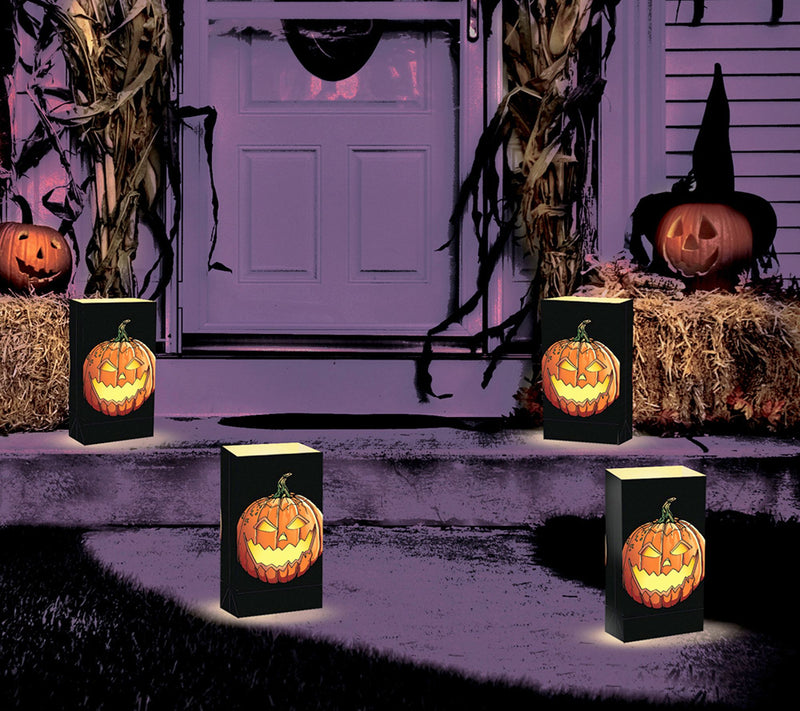 LumaBase Set of 6 Jack O' Lantern LED Luminarias with Timer — View 2