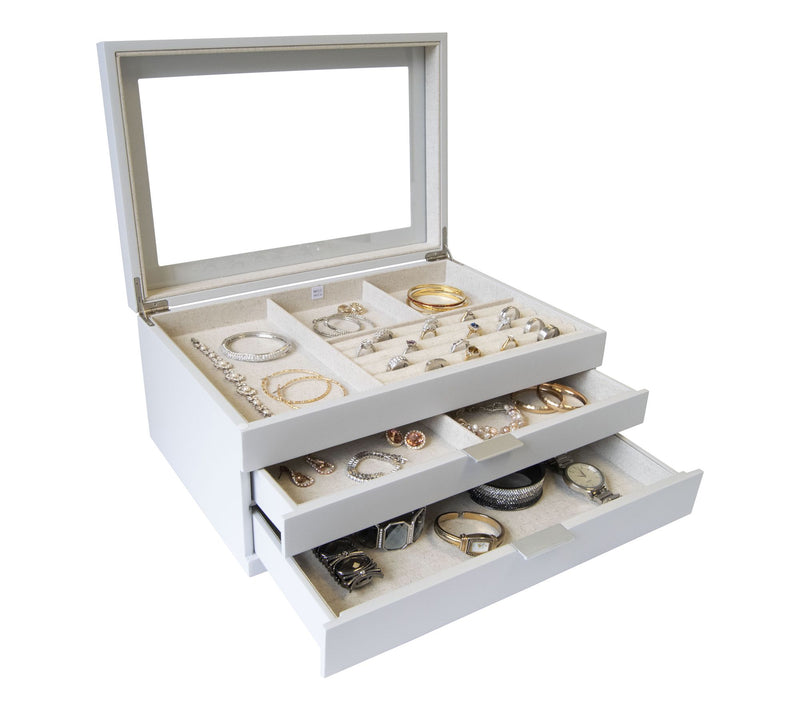 Mele & Co. Misty Glass Top Wooden Jewelry Box — View 2