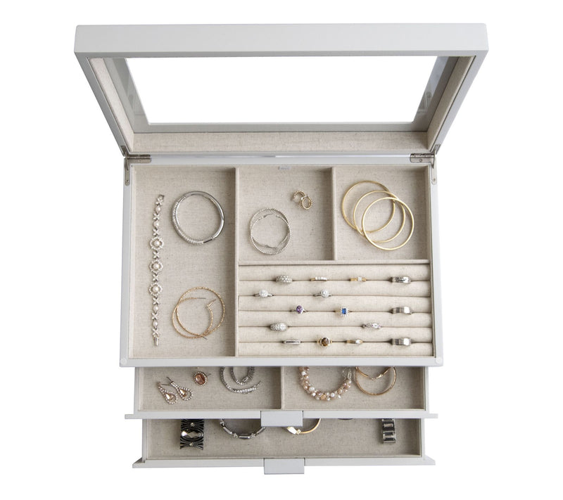Mele & Co. Misty Glass Top Wooden Jewelry Box — View 4