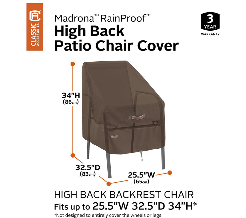 Madrona RainProof High Back Patio Chair Cover — View 5