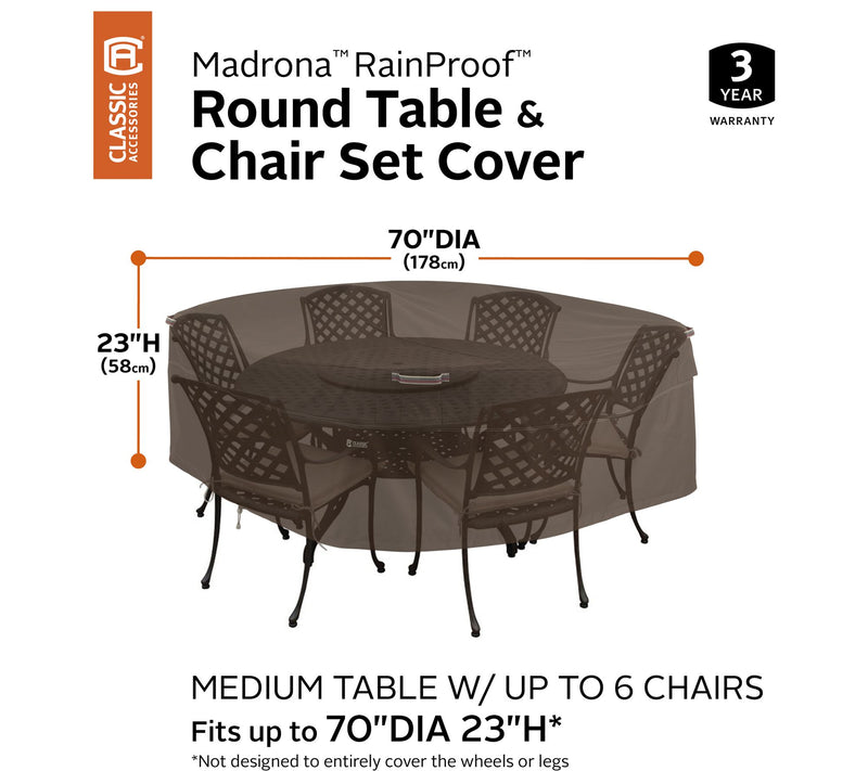 Madrona RainProof Round Patio Table & Chair SetCover, Medium — View 5