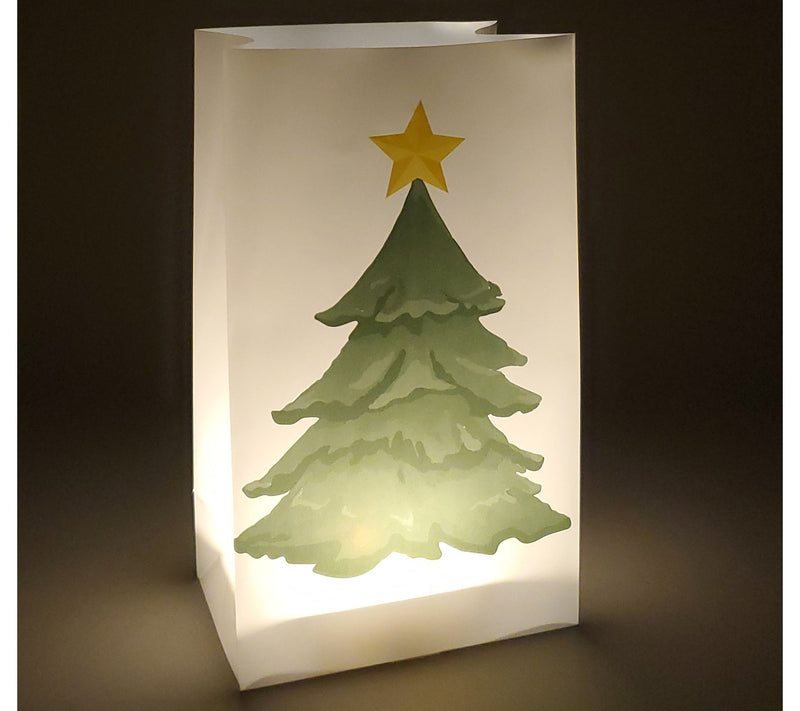 LumaBase Set of 6 Holiday Tree LED Luminarias with Timer — View 2
