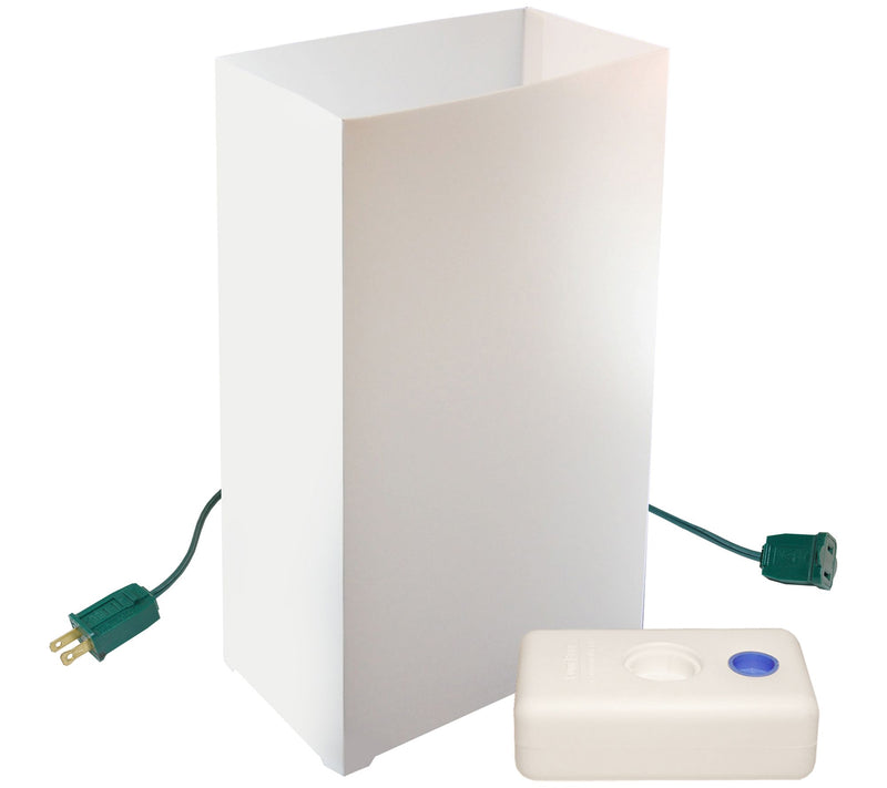 LumaBase Set of 10 White Electric Luminarias with LumaBases — Main view