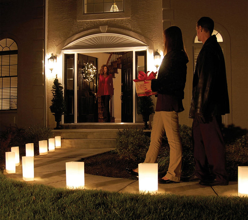 LumaBase Set of 10 White Electric Luminarias with LumaBases — View 2