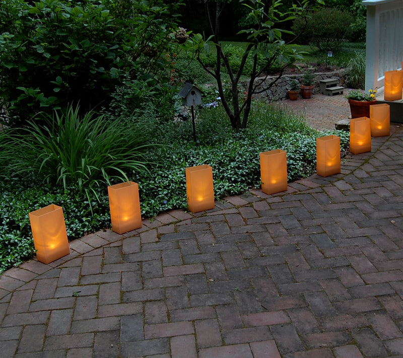 LumaBase Set of 10 Tan Electric Luminarias withLumaBases — View 2