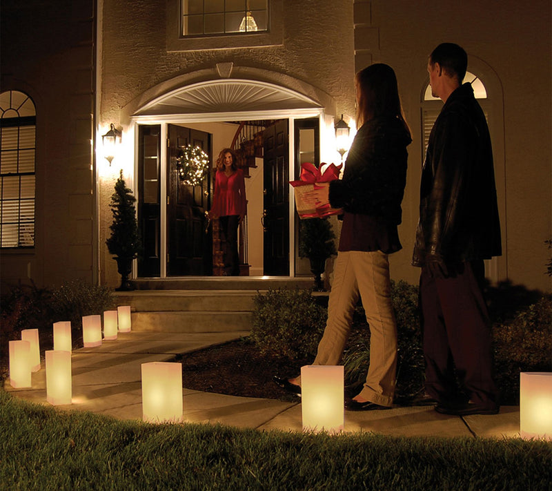 LumaBase Set of 10 Tan Electric Luminarias withLumaBases — View 3